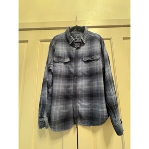 George Men Blue Plaid Flannel Shirt – 2XL (50–52) – Long Sleeve